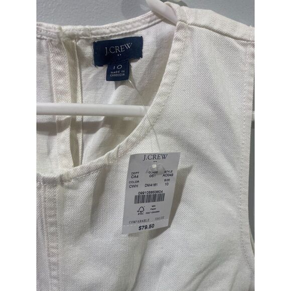 J.Crew White Wash Denim Sleeveless Shift Dress Pockets Round Neck Size 10 NWT - Picture 4 of 7